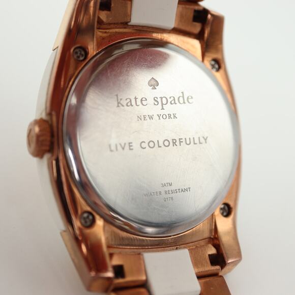 Kate Spade Womens Rose Gold Tone White Watch 37mm Dial Bracelet w New Battery main image 9